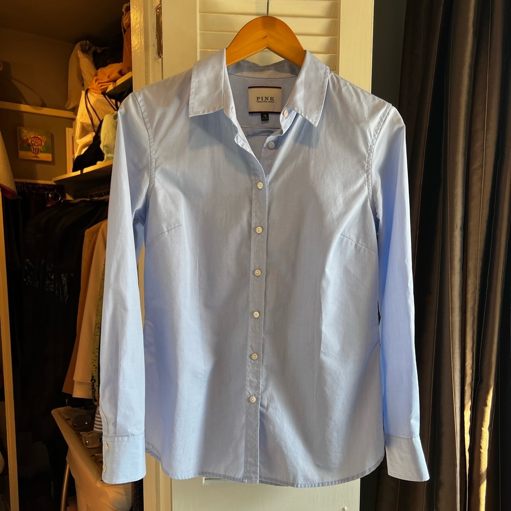 Thomas Pink Sky Blue Casual Button Down Shirt